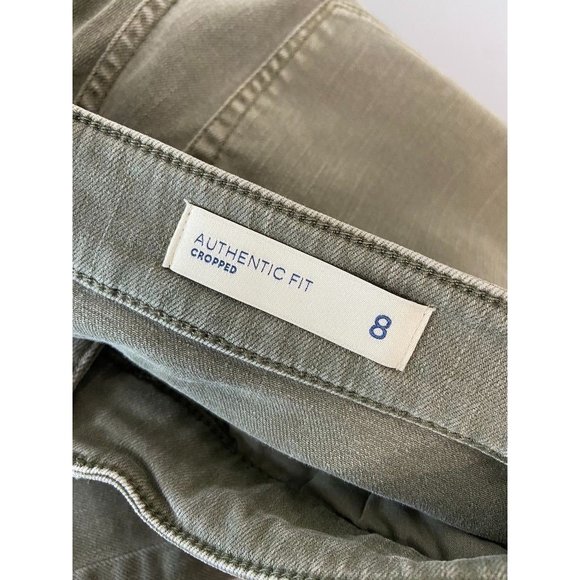 J. Jill denim women's 8 green authentic fit cropped stretch jeans casual cuffed - Picture 5 of 6